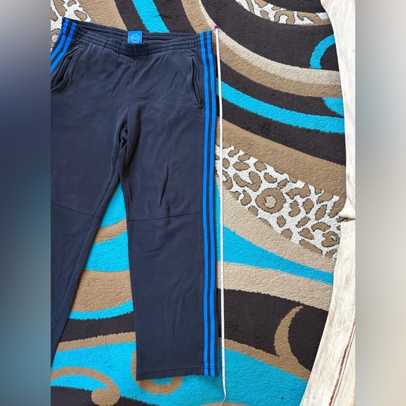 Adidas Black Joggers with 3 Stripe Blue Details - Picture 9 of 10
